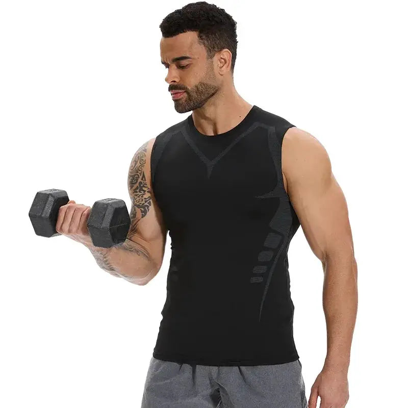 Simples Market men's shapewear compression tank top, black sleeveless body shaper