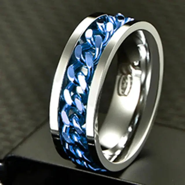 Stainless Steel Rotating Chain Ring for Men and Women High Quality Spinner Punk Jewelry for Parties Gift