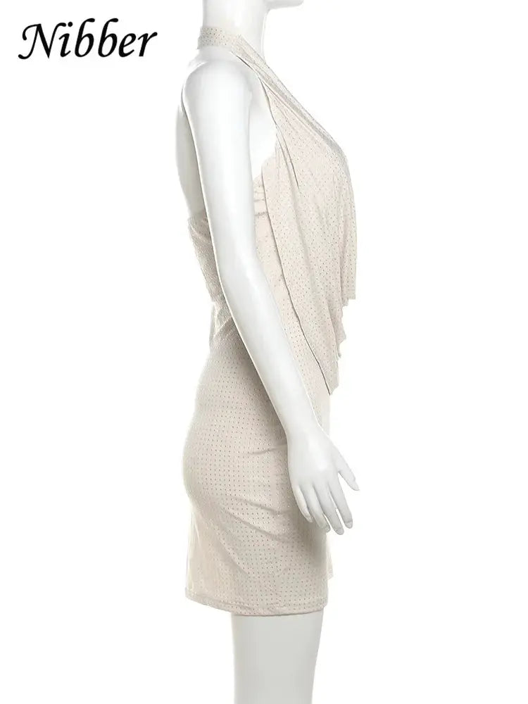 Nibber Diamond Pasted Mini Dress Deep V Neck Strapless Women Clubwear
