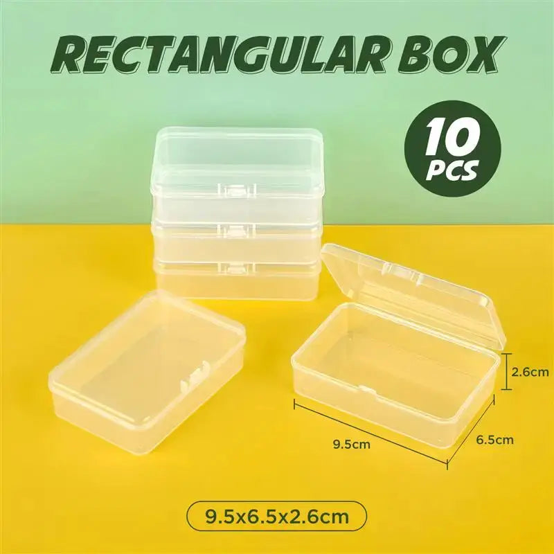10 Piece Set of Translucent Clear PP Plastic Storage Boxes Rectangular Dustproof Jewelry Case Container