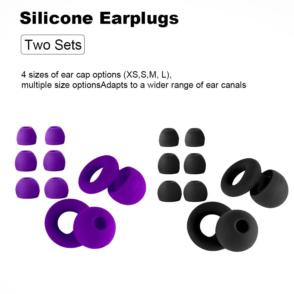 HUAK Quiet Ear Plugs Noise Reduction Reusable Hearing Protection 8 Soft Silicone Ear Tips XS S M L Sleep Swim Work