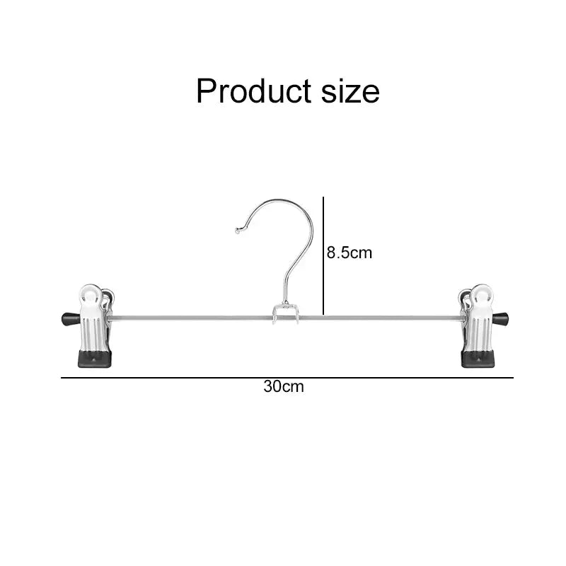 Simples Market metal pants rack with anti-slip clamps, 30 cm long, center hook, black-gray finish.