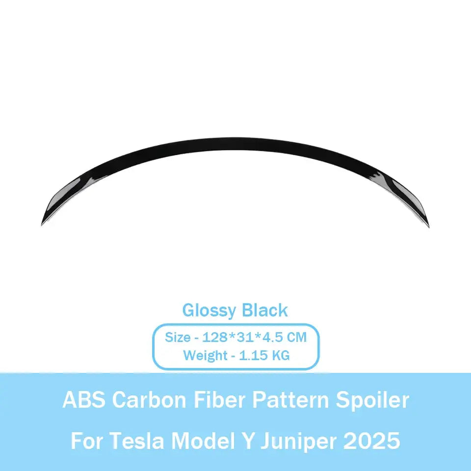 ABS carbon fiber pattern spoiler for Tesla Model Y Juniper 2025, glossy black trunk wing by Simples Market
