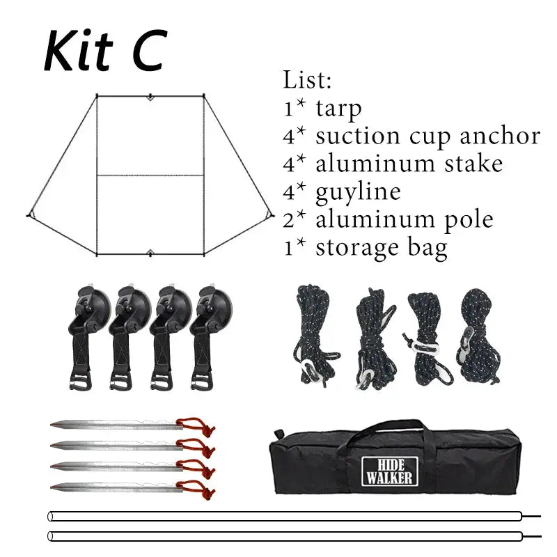 Bat Shape Car Side Awning Black Coated Waterproof Shelter For SUV Van And Car Rear 2x3 Meters