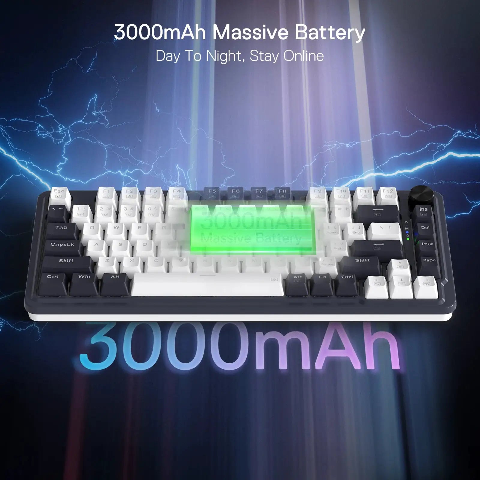 Redragon K673 PRO 75% wireless gasket RGB gaming keyboard with white and black keycaps