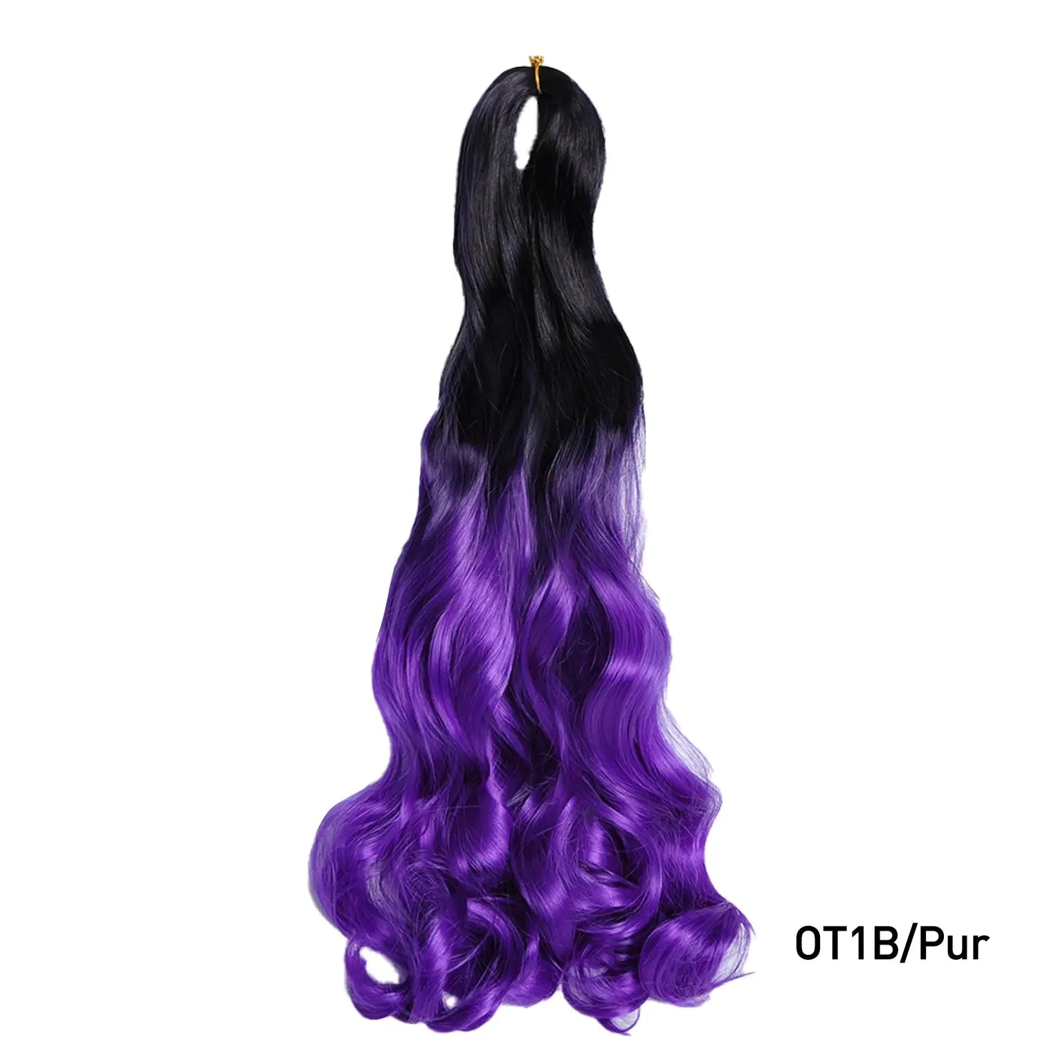 Simples Market French Curls braiding hair, 24in synthetic spiral extensions in black-to-purple ombre