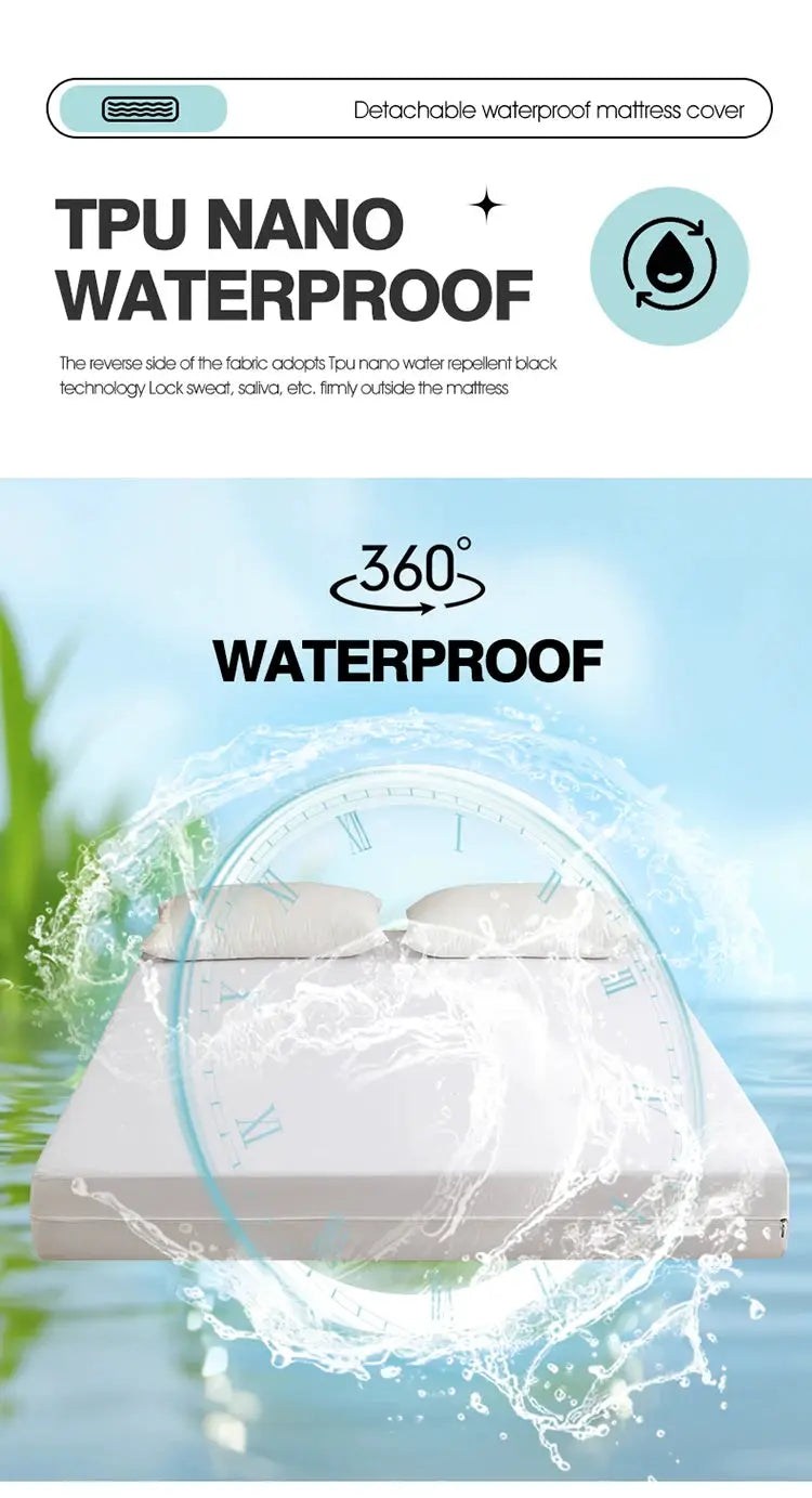 Simples Market TPU nano waterproof mattress protector with zipper; soft, breathable; antibacterial, anti-mite; Queen/King