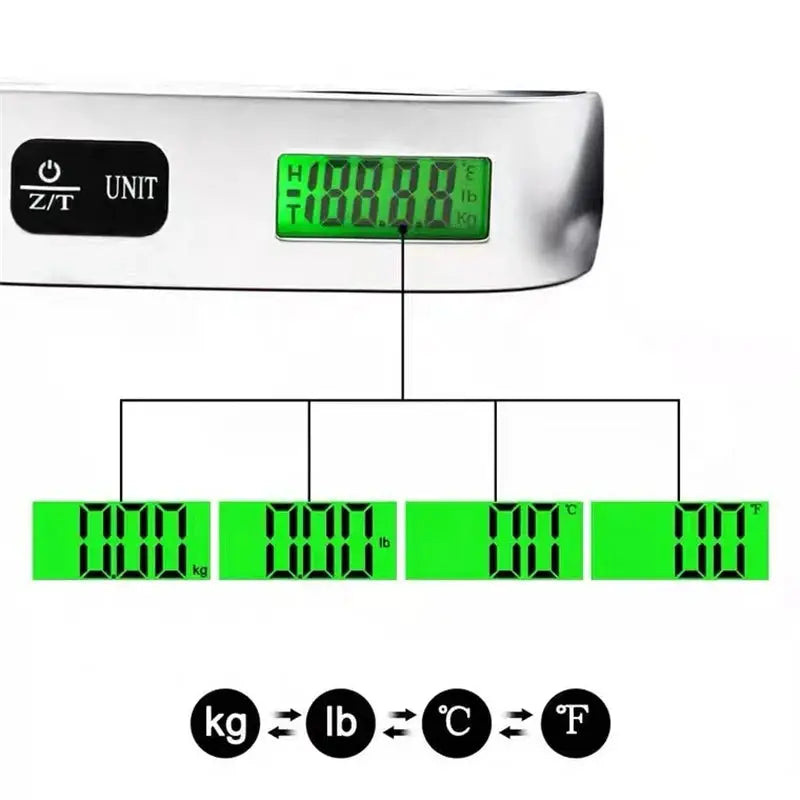 JetSet Portable Digital Luggage Scale With Bright LCD Display Precise 50 Kg 110 Lb Capacity For Travel