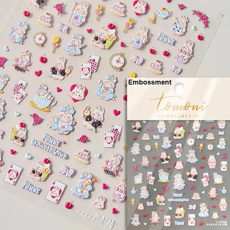 Nail art stickers by Simples Market: pink translucent peach jelly 5D embossed reliefs, self-adhesive assorted cute fruit decals
