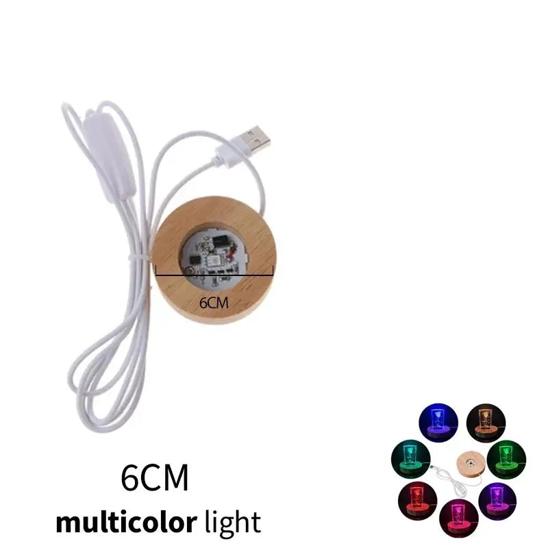 TimberLux Wood Desktop LED Night Light Base USB RGB Lamp For Art And Collectibles Warm White RGB Lighting