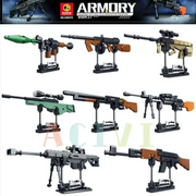 Technical Building Block Set Military Weapon Models Including AK47 Revolver Submachine Gun Sniper Barrett For Kids