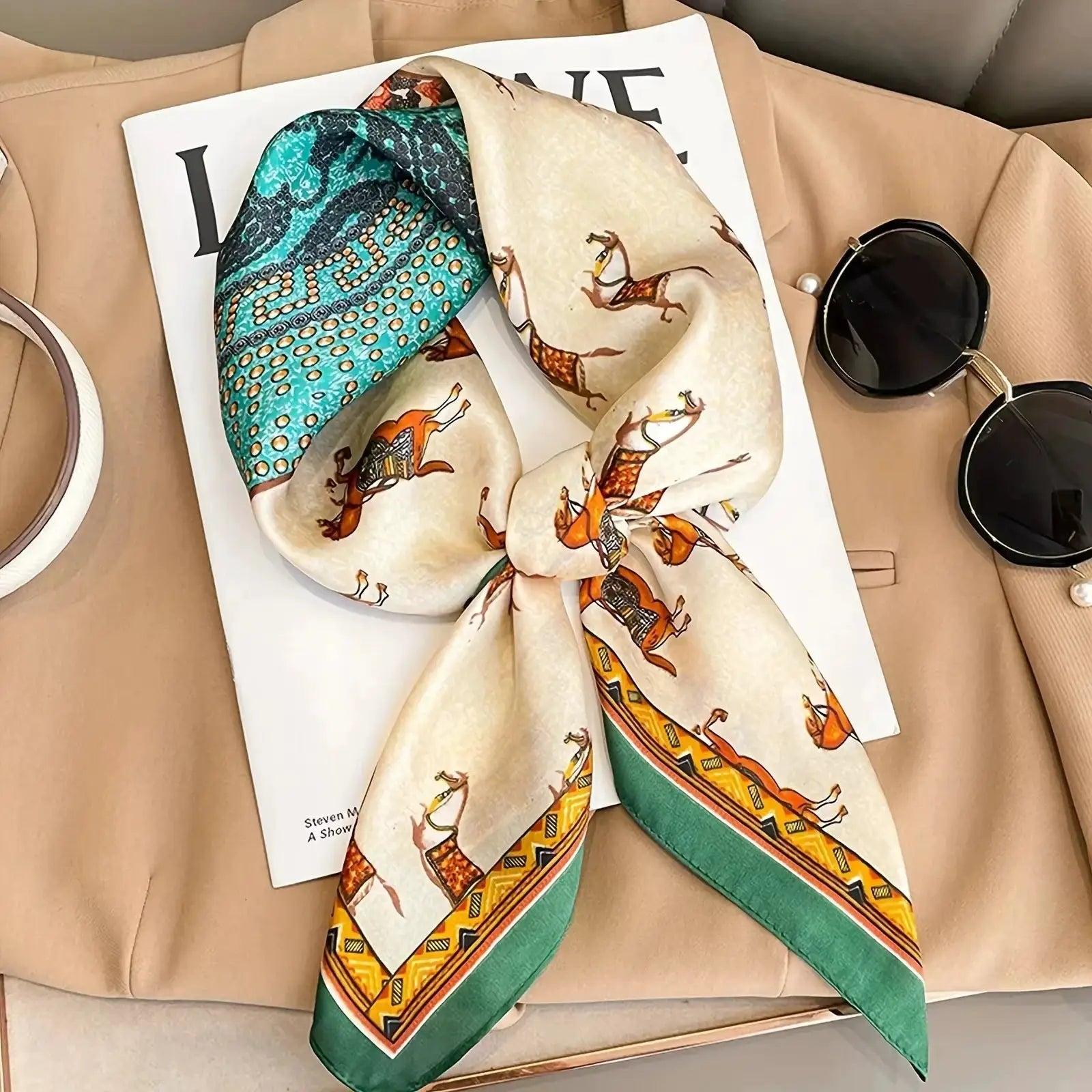 LuxeSilk Luxury Silk Shawl Square Scarf Versatile Satin Wrap For Neckerchief Hair Band Headband Bandana 70x70cm