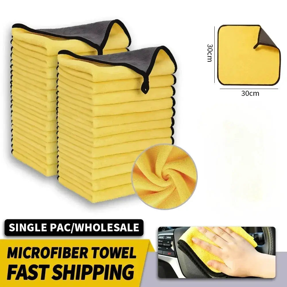 30 By 60 Cm Microfiber Car Cleaning Towels Soft Quick Dry Double Layer For Windows And Mirrors Pack Of 1 2 3 6 10