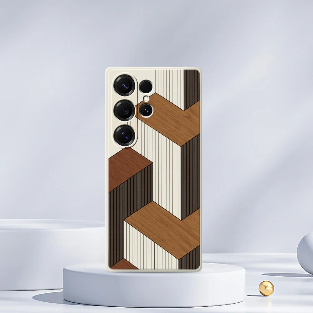 Simples Market Geometric wood-pattern silicone phone case for Samsung Galaxy S26 Ultra