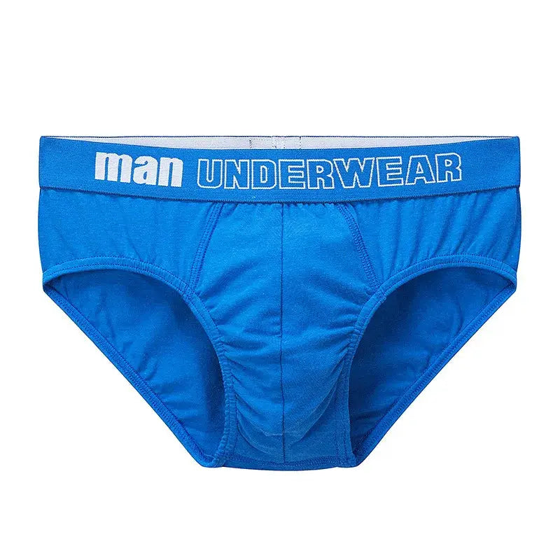 Men's blue cotton briefs by Simples Market with branded waistband