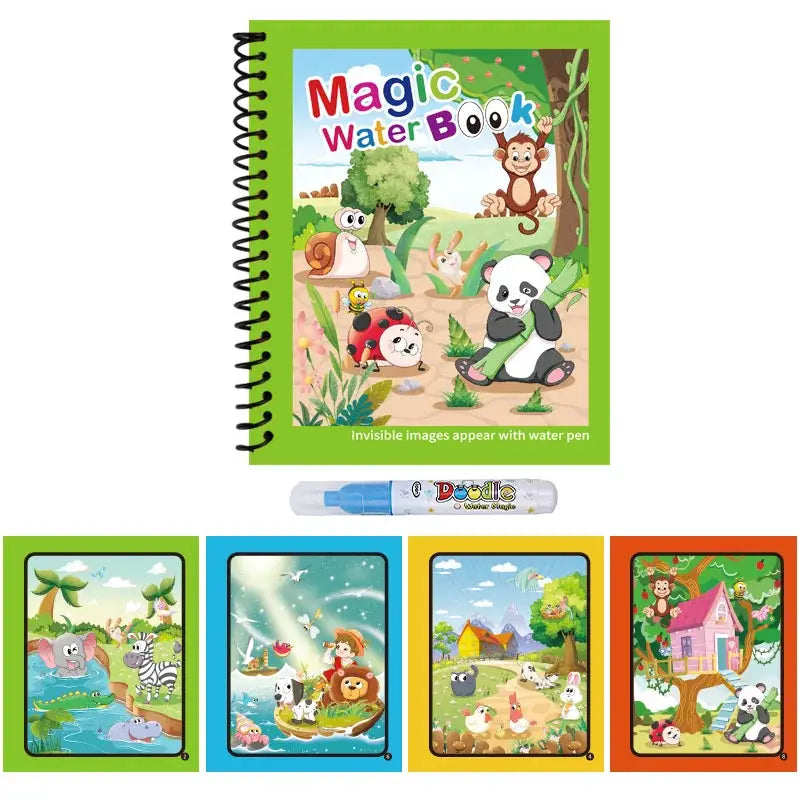 Reusable Water Drawing Book Mess Free Magic Painting Pad With Refillable Water Pen For Kids Learning Educational Toy