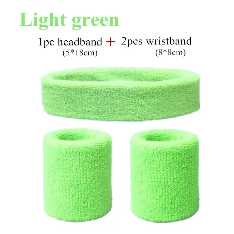 Fashion Sports Headband And Wristband Towel Set Sweatband Cotton Blend For Women And Men Cycling Gym Basketball Tennis