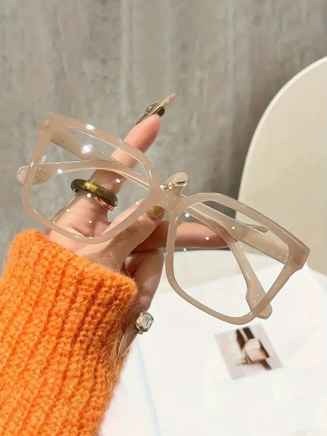 Aura Geometric Reading Glasses Unisex With Transparent Lenses Lightweight Plastic Frame For Daily Office Reading
