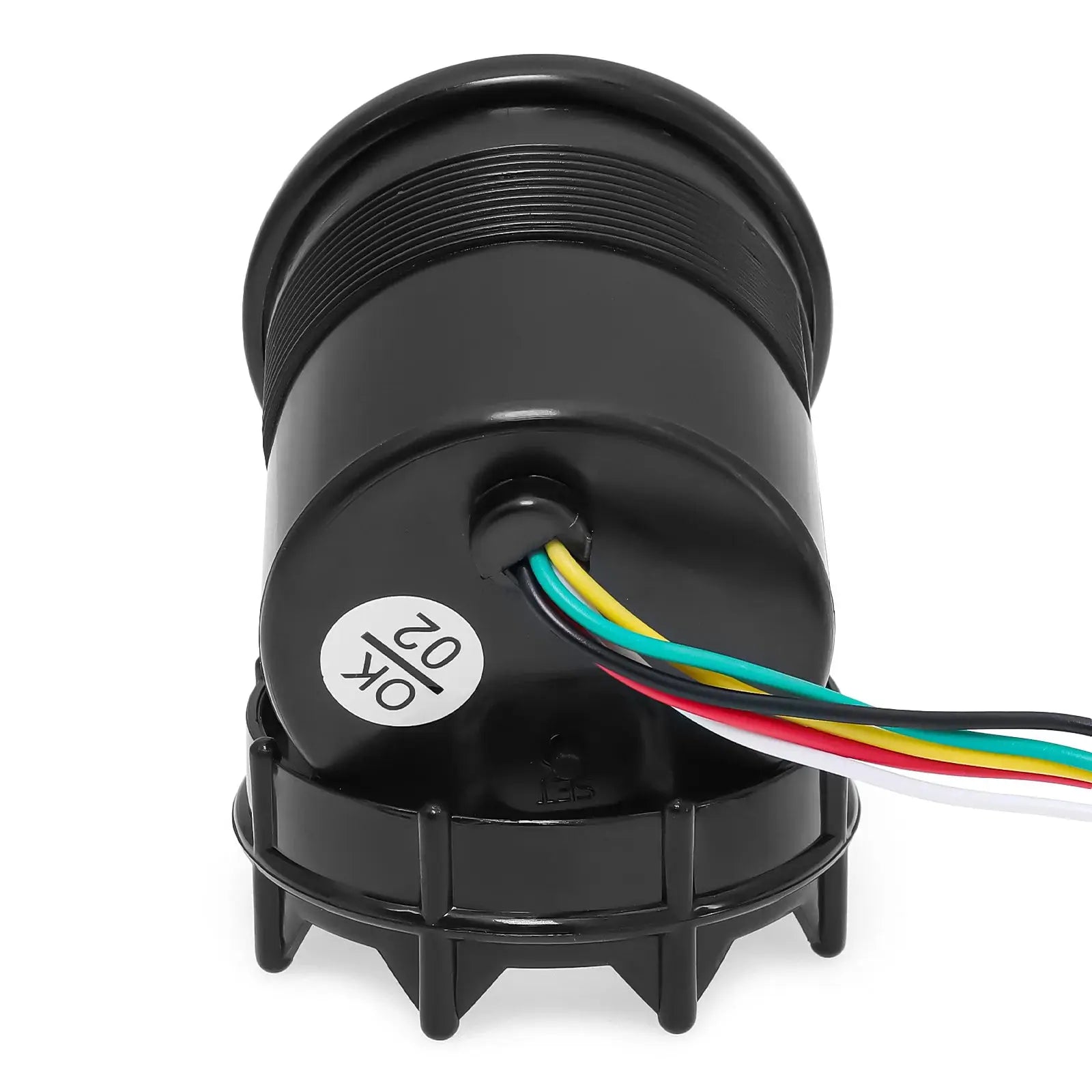 Black 2-inch (52mm) tachometer/boost gauge housing with multicolor wiring harness
