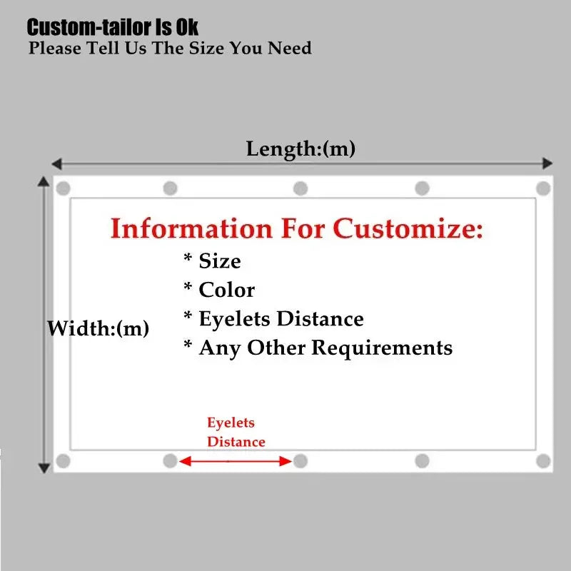 Sun shade net customization guide for Simples Market, showing size, color, eyelet distance and Length/Width