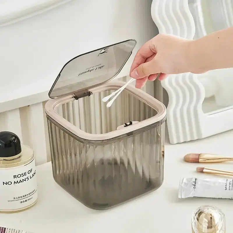 Transparent Mini Desktop Storage Box With Pop Up Lid Waterproof Multifunctional Organizer For Beads Detergent Powder