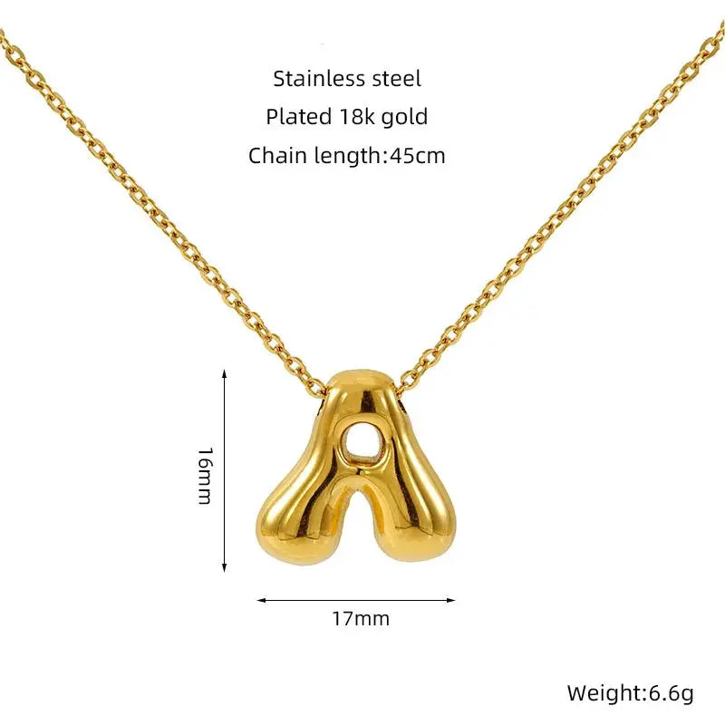 26 Initial Letter Necklace 18K Stainless Steel Balloon Bubble Style For Women Personalized Jewelry Gift Wholesale
