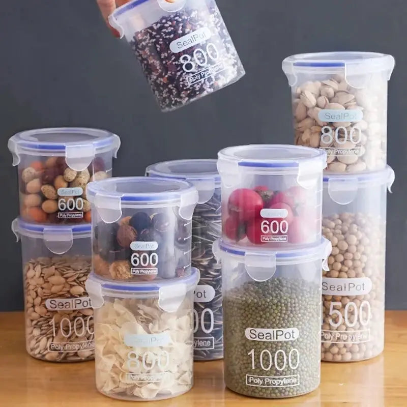 ClearSeal Plastic Sealed Storage Jar With Scale Airtight Large Capacity Container For Grains And Spices