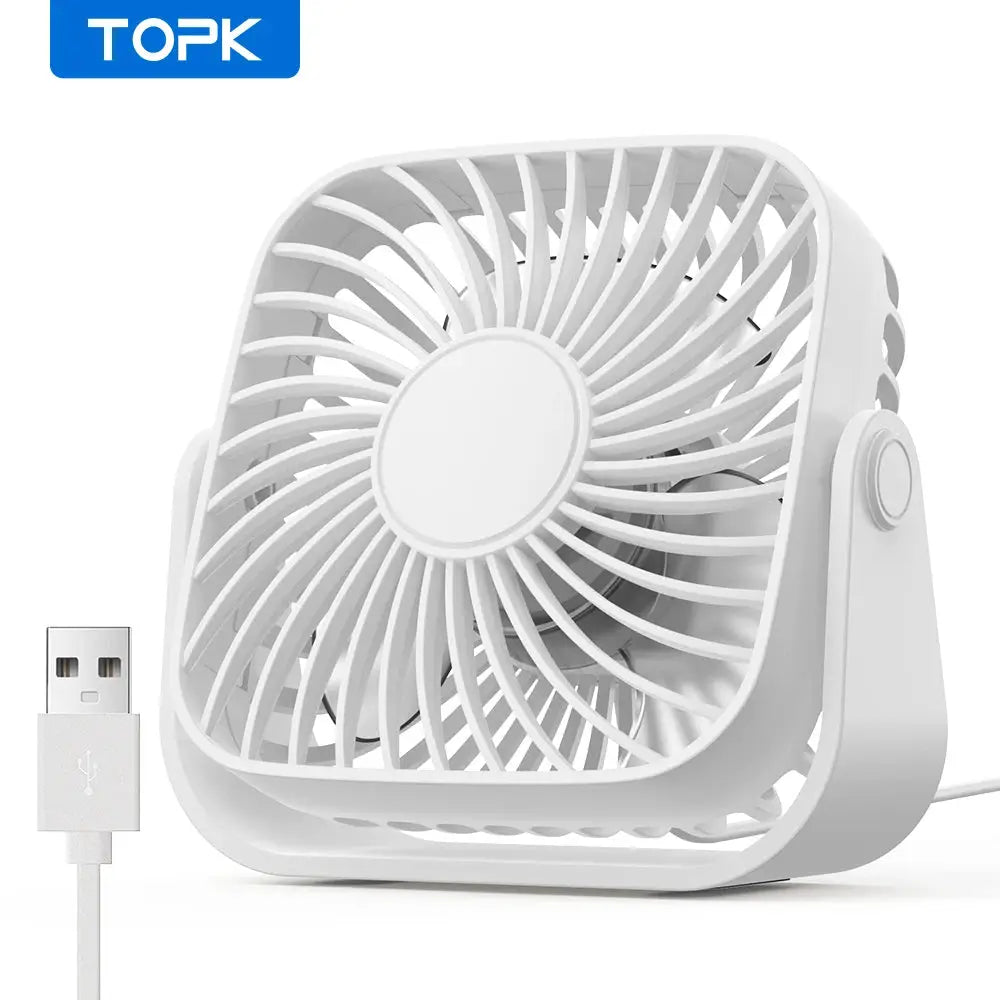 TOPK 4 Inch USB Mini Portable Fan for Camping and Desk 360 Rotation