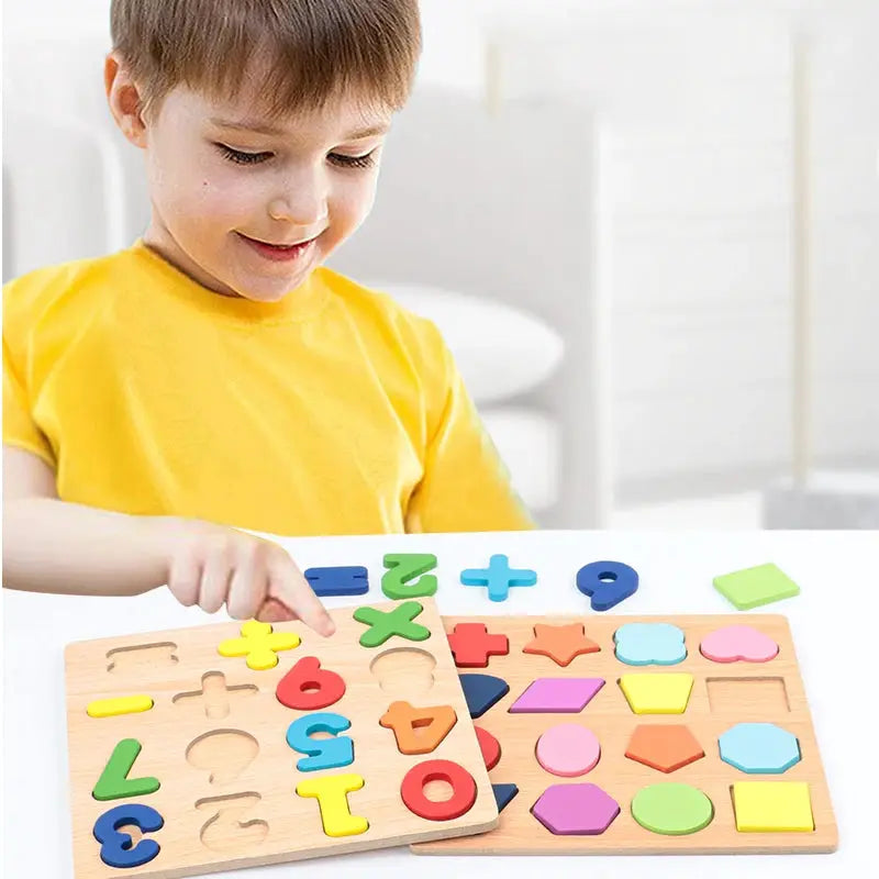 Montessori Wooden Puzzle For Kids Alphabet Arithmetic Numbers And Geometric Shapes Educational Toy
