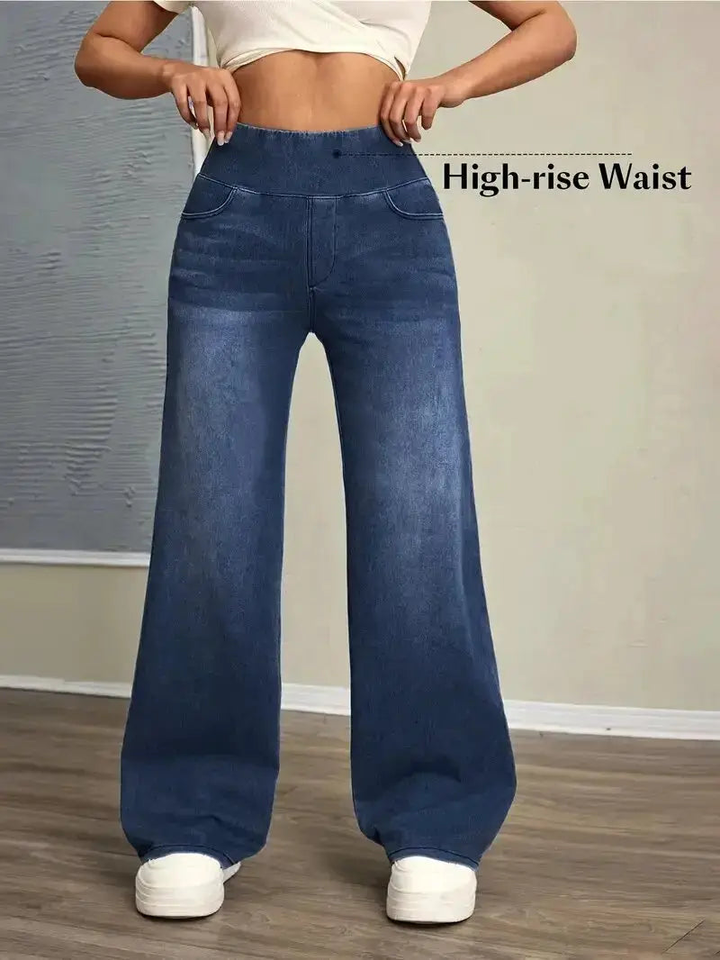 Women's Jeans Elastic Waist High Stretch Straight Leg Comfortable