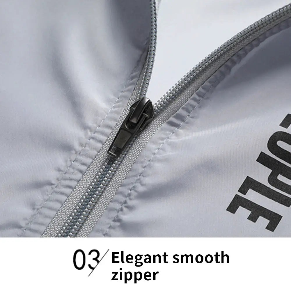 Men's sun-protection cycling jacket gray with elegant smooth zipper