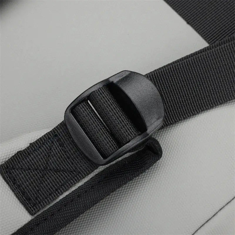 USB charging urban man backpack strap buckle on black nylon strap