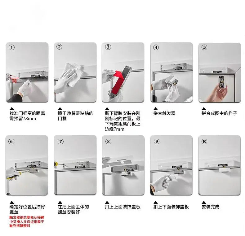 Simples Market hydraulic door closer kit for wooden/external doors; white/silver body, red actuator, 10-step guide