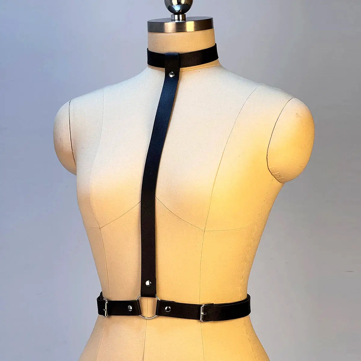NoirPulse Synthetic Leather Harness Belt Chest Corset Garter Belt Gothic Punk Fetish Fashion Accessory