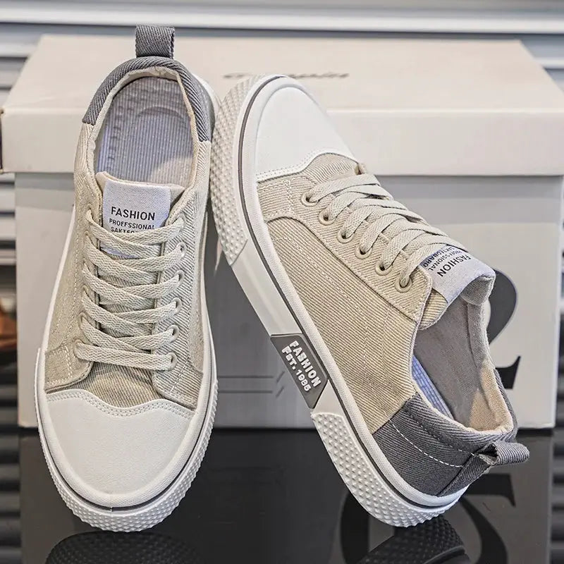 Men's Canvas Shoes All Seasons Casual Everyday Walking Shoes Soft Sole Flat Profile Joker Board Shoes