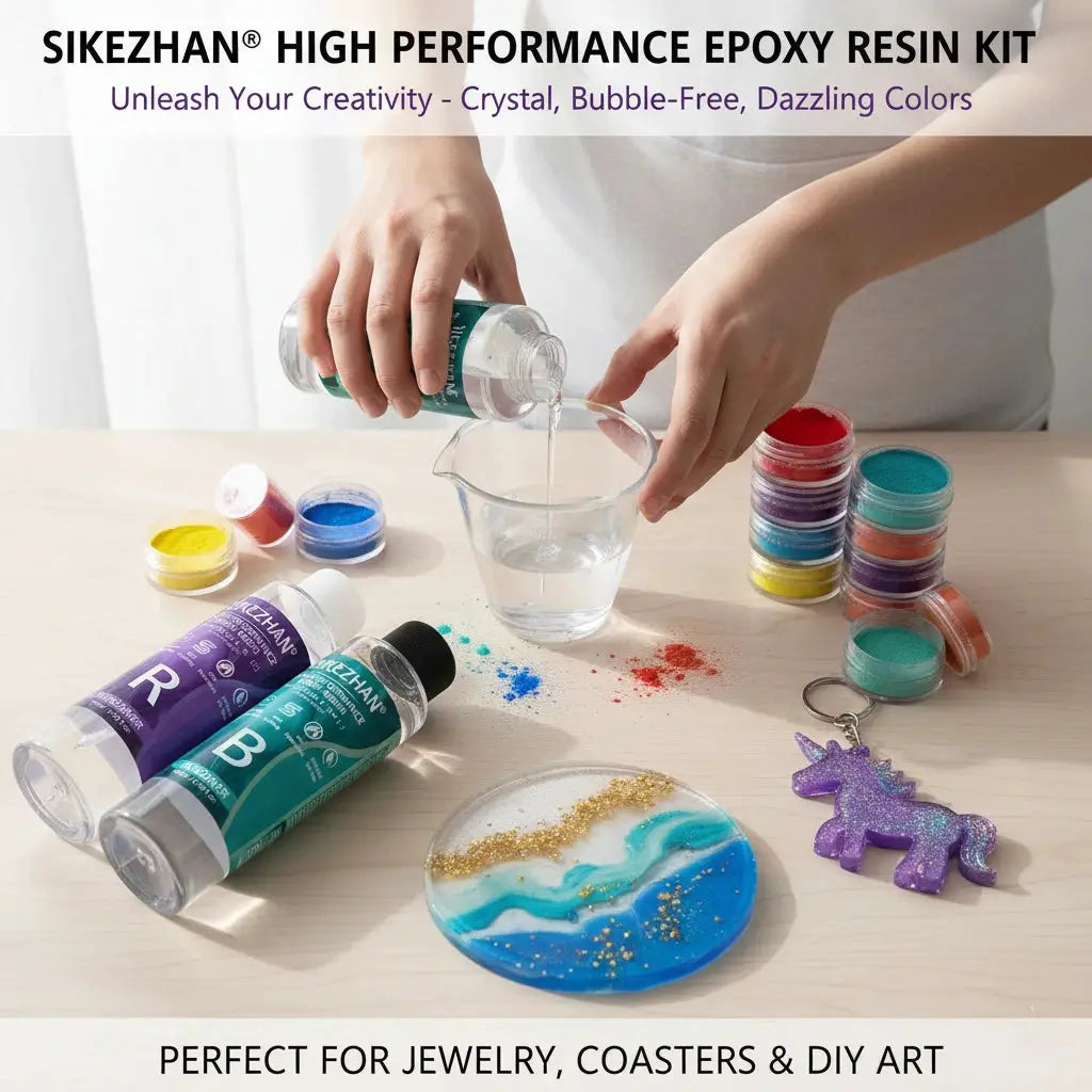 Crystal Clear Epoxy Resin Kit With Six Color Mica Powder And AB Glue For DIY Jewelry Making Nail Art Soap Casting Crafts