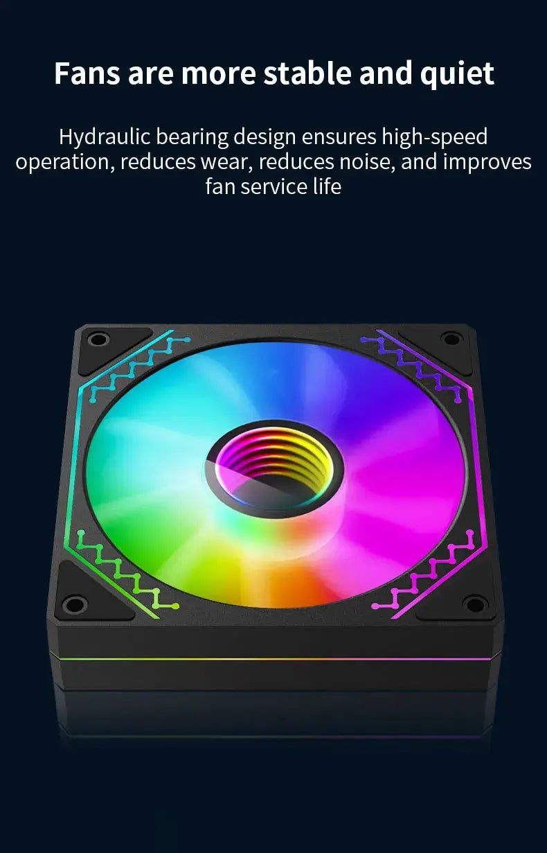 TEUCER Prism12025 120mm ARGB PC case fan, 5V 3-pin PWM, rainbow mirror lighting, Simples Market