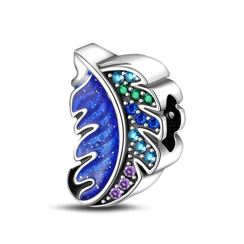 925 Sterling Silver Colorful Butterfly Dragonfly Feathers Charms Luminous Stars Pendants For Bracelets Fine DIY Jewelry