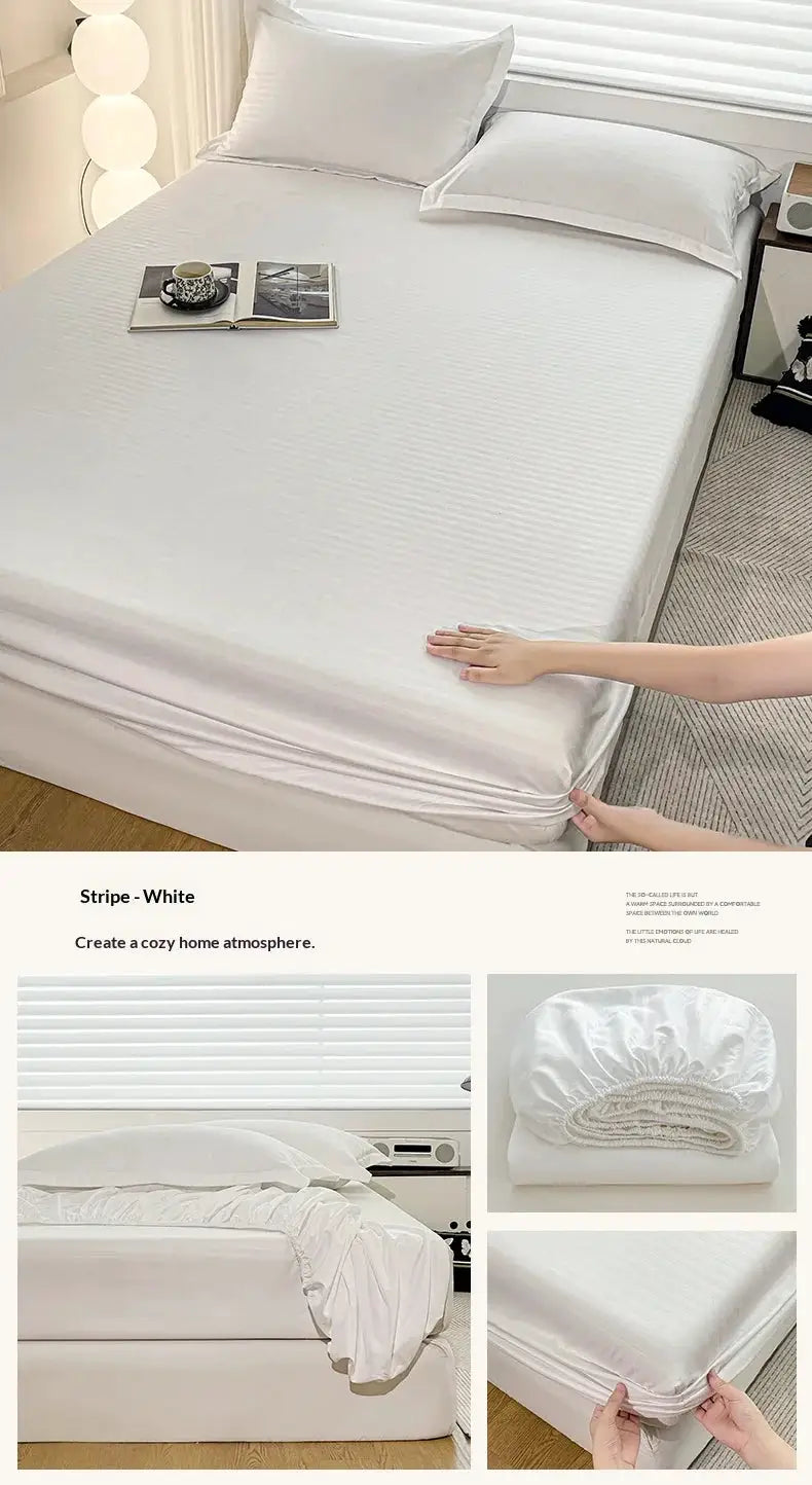 Simples Market fitted white sheet with elastic edge for single to king beds (90–200 cm)