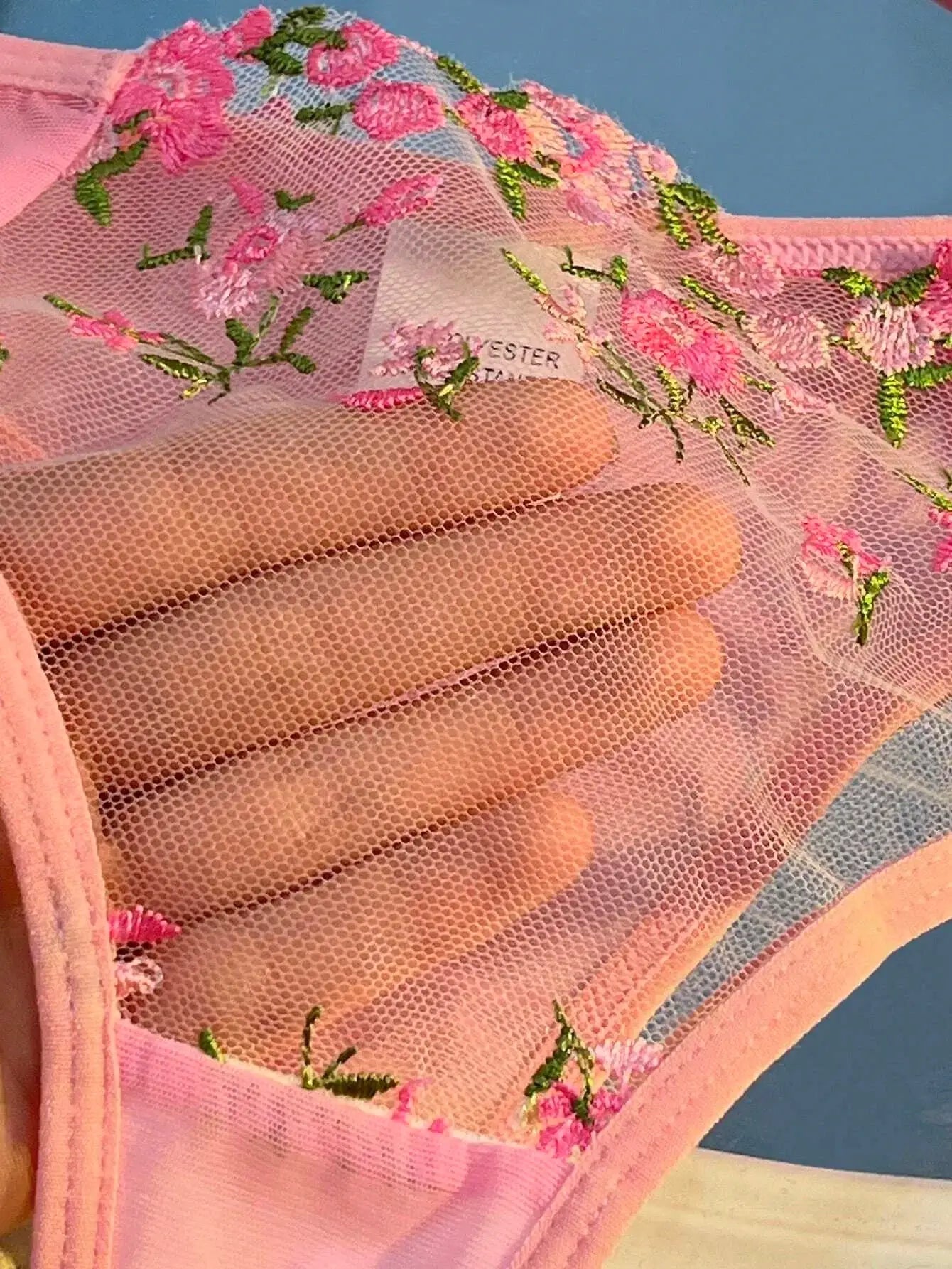 LaceLuxe Sheer Floral Lace Bra And Panty Set Wire Free Half Cup Push Up Comfort Fit