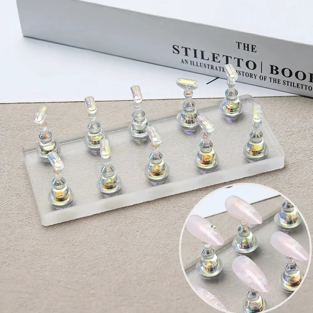 Aurora Nails Transparent Magnetic Nail Stand For Acrylic False Nails Holder For Training And Display