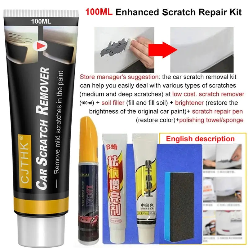 Car scratch remover polishing paste with sponge by Simples Market, 100 ml kit for repairing car paint