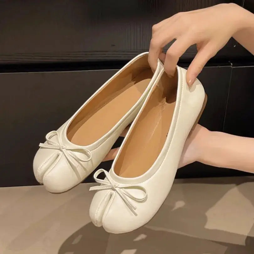 NovaStride Bowknot Flat Tabi Ninja Shoes Women Breathable Split Toe Summer Slip On Comfort