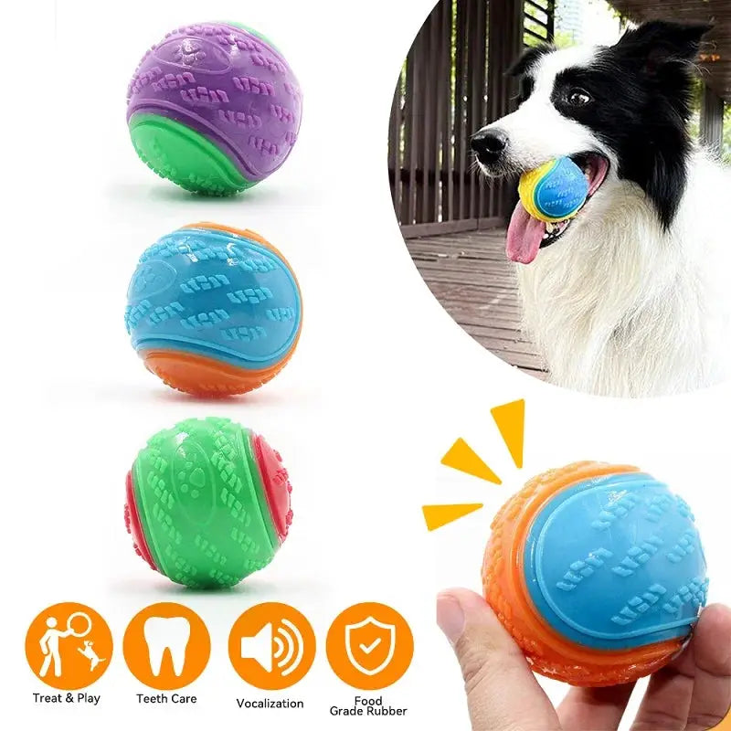 Dogs Interactive Toys Soft TPR Ball Squeaky Bite Resistant For Pet Teeth Cleaning