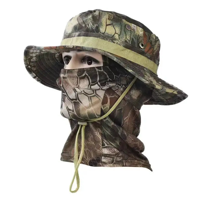 Simples Market camouflage boonie hat with neck face mask for hiking and outdoor UV protection