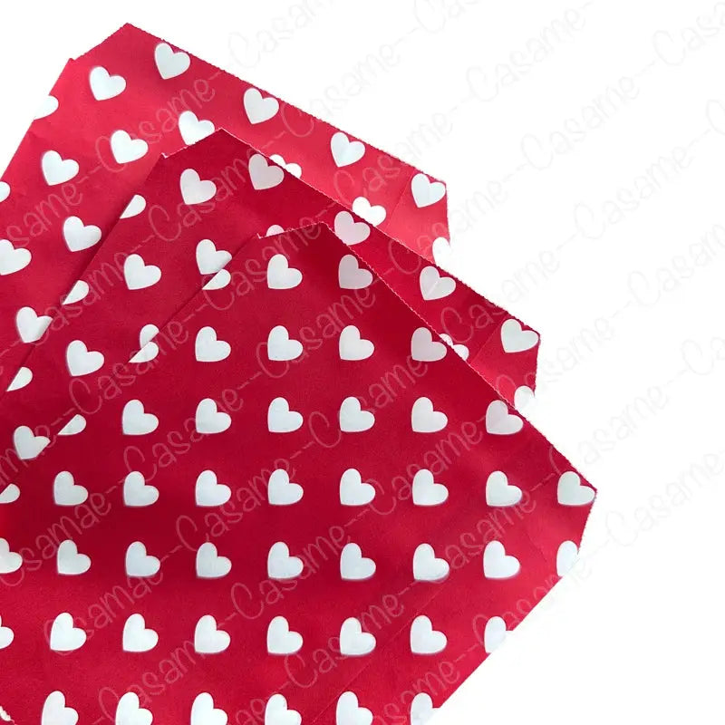 Valentine's Day gift bags, red paper treat bags with white hearts, 13x18cm, 25 pcs, Simples Market