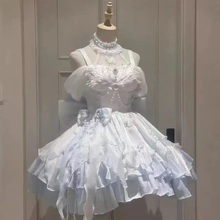Gothic Y2K Sling Party Dress For Women Harajuku Retro Tulle Ruffles