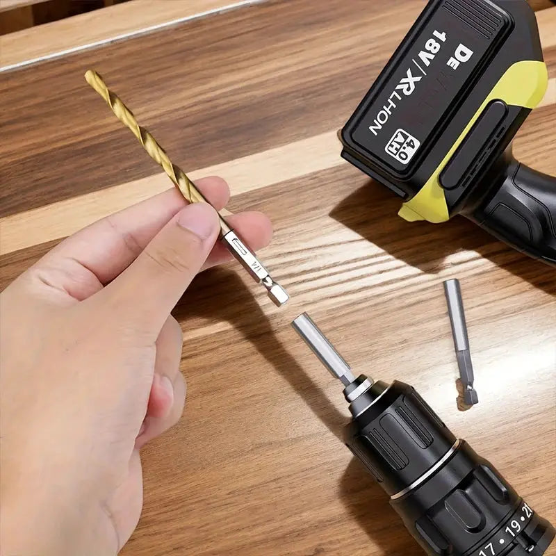 50 Pieces Titanium Coated High Speed Steel Drill Bit Set Hex Shaft Straight Spiral Bits For Metal Wood Plastic Drilling
