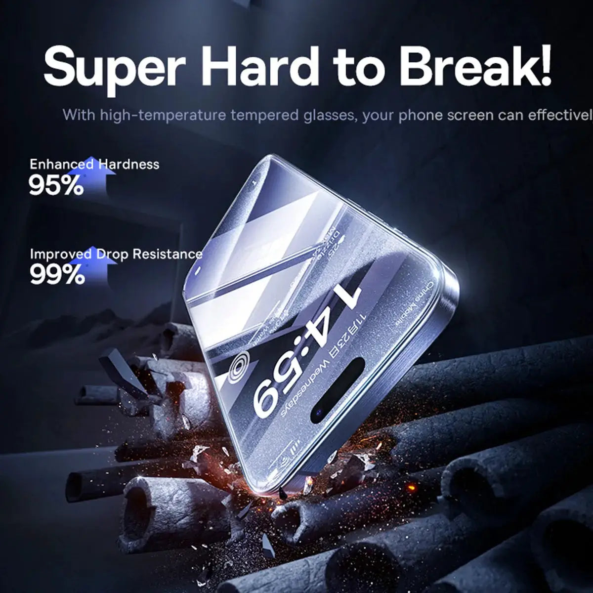 Baseus tempered glass screen protector for iPhone Pro Max models with clear edge anti-peeping film