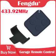 Simples Market garage door remote, 433.92MHz rolling code, dark blue square handheld with four buttons and clip